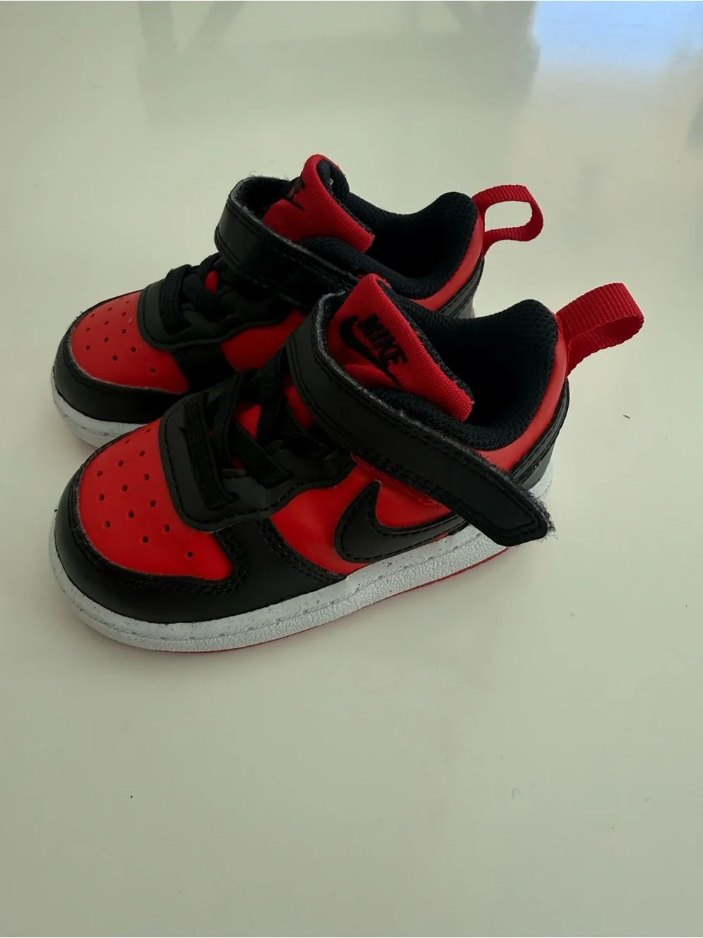 Nike Kids Red and Black Velcro Strap Sneakers